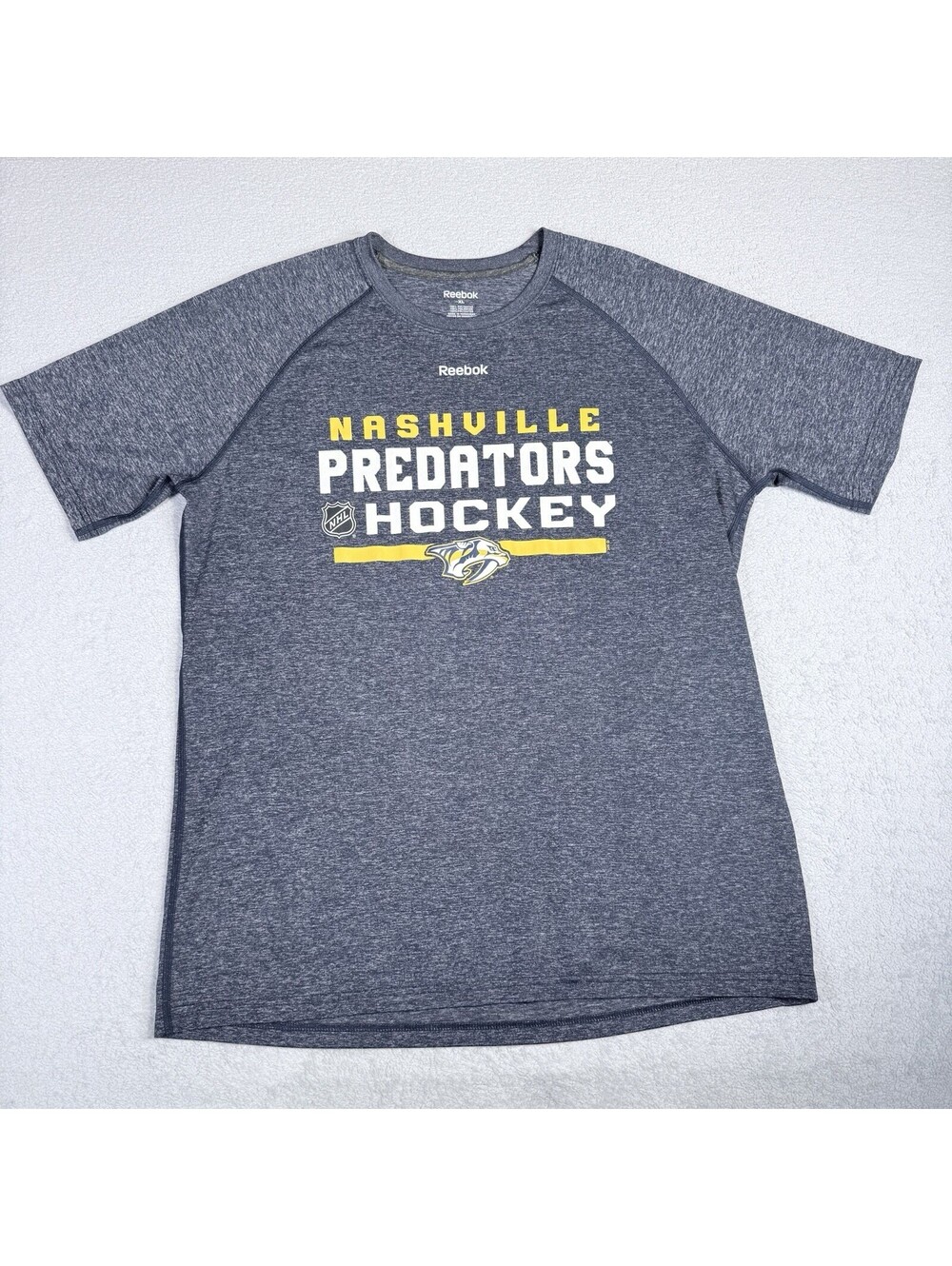 Reebok T-shirt Heathered Blue Nashville Predators Print X-Large NHL Hockey